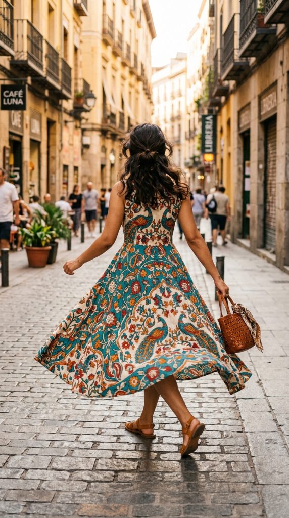 floral a line midi skirt dress