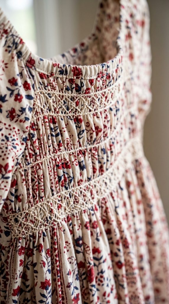 smocked bodice maxi dress