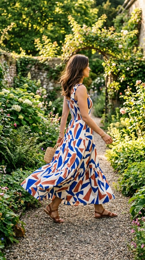 smocked bodice maxi dress