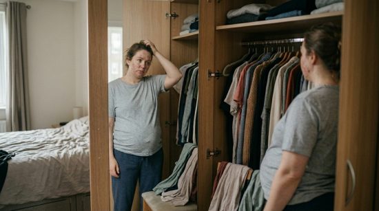 pcos renamed as pmos | Woman in front of wardrobe